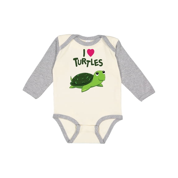 Inktastic I Love Turtles Boys or Girls Long Sleeve Baby Bodysuit