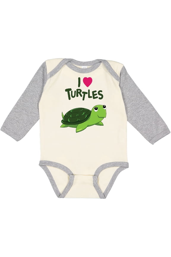 I Love Turtles Boys or Girls Long Sleeve Baby Bodysuit