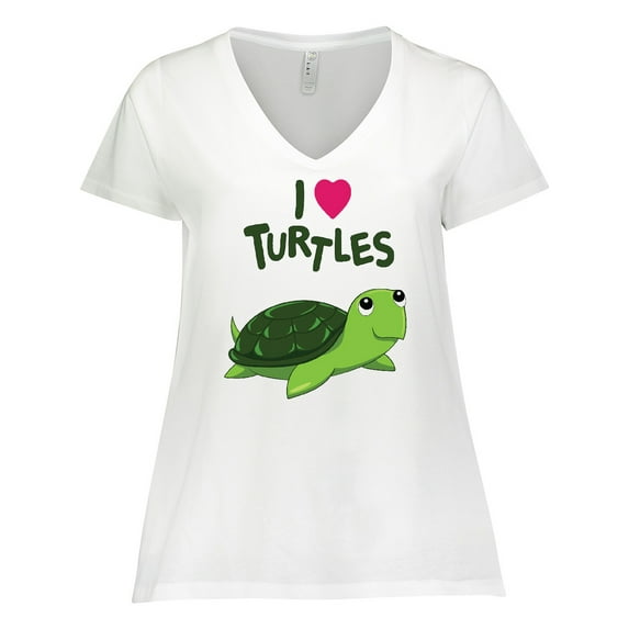 Inktastic I Love Turtles Women's Plus Size V-Neck T-Shirt