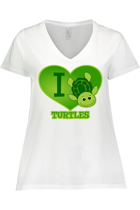 I Love Turtles Women's Plus Size V-Neck T-Shirt