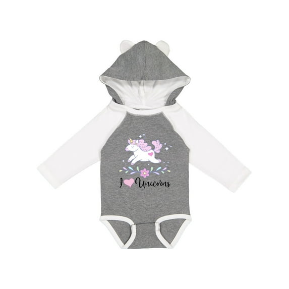 Inktastic I Love Unicorns Cute Girls Girls Long Sleeve Baby Bodysuit