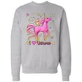 thumbnail image 1 of Inktastic I Love Unicorns Pink and Yellow Adult Sweatshirt, 1 of 4