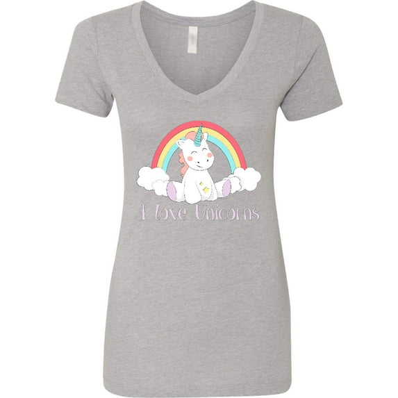 Inktastic I Love Unicorns Women's V-Neck T-Shirt