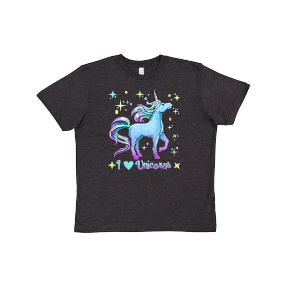 Inktastic I Love Unicorns- blue and purple Youth T-Shirt
