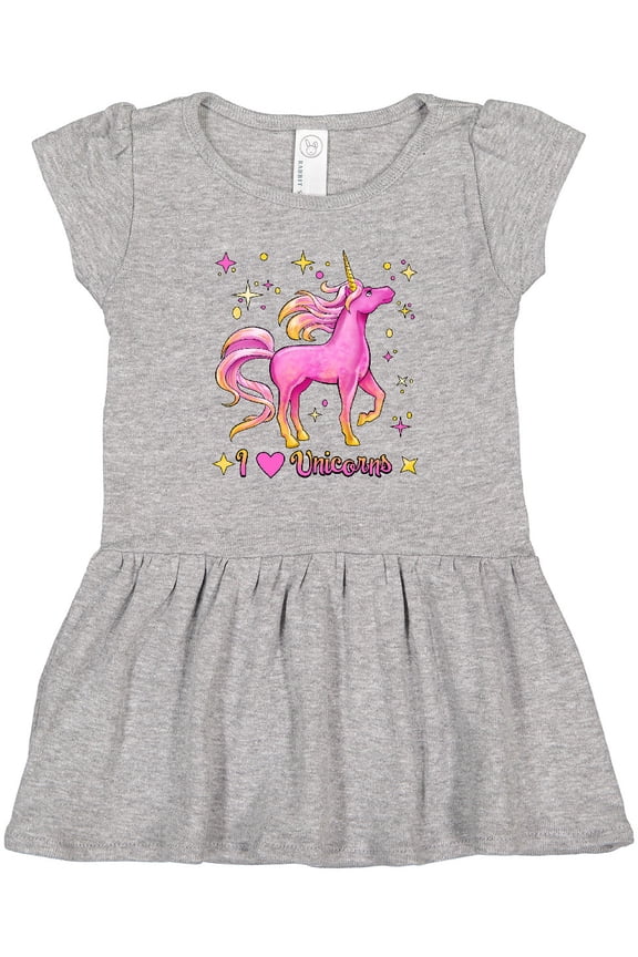 I Love Unicorns- pink and yellow Girls Toddler Dress