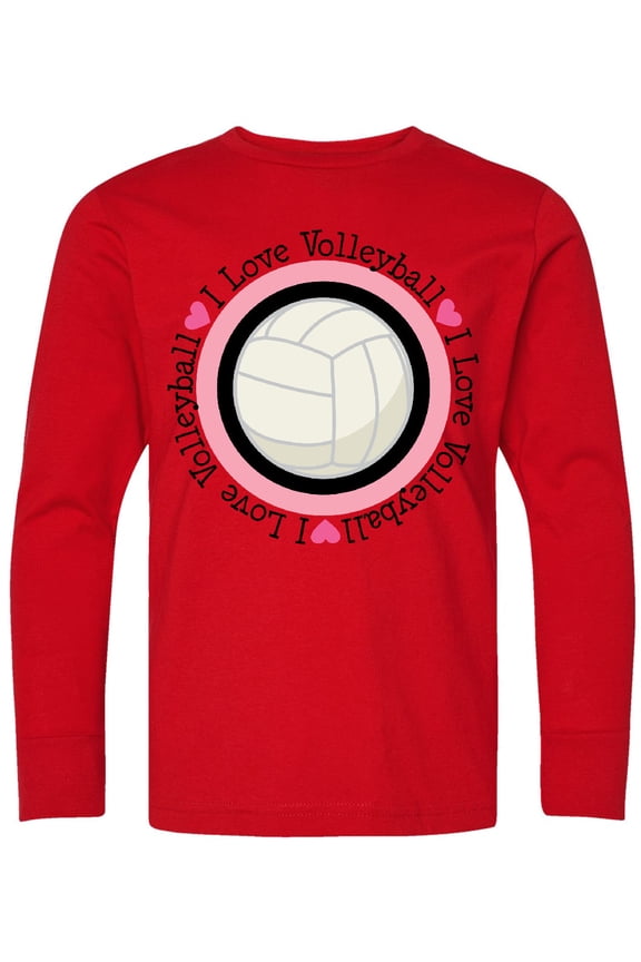I Love Volleyball Sports Long Sleeve Youth T-Shirt
