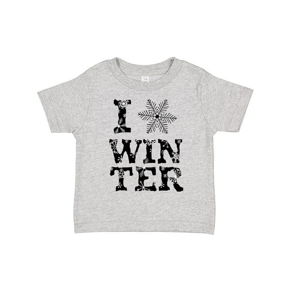 Inktastic I Love Winter Black and White Snowflakes Boys or Girls Toddler T-Shirt
