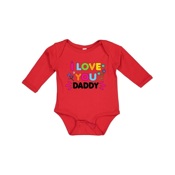 I Love You Daddy with Flowers Girls Long Sleeve Baby Bodysuit