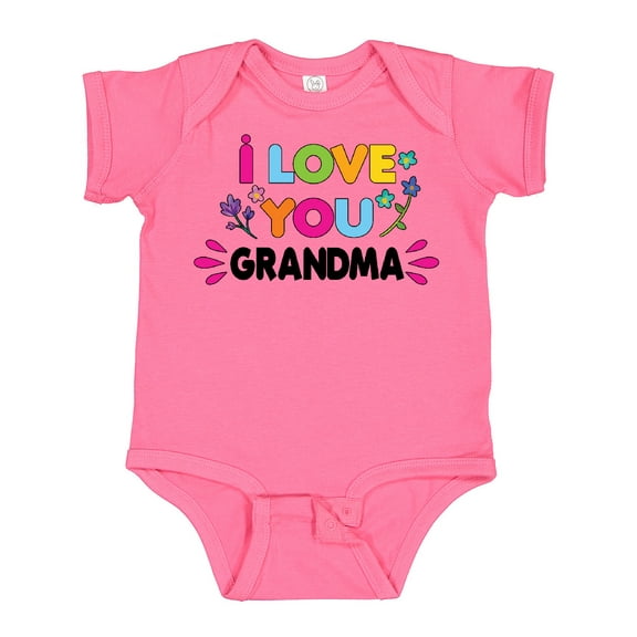 Inktastic I Love You Grandma with Flowers Girls Baby Bodysuit