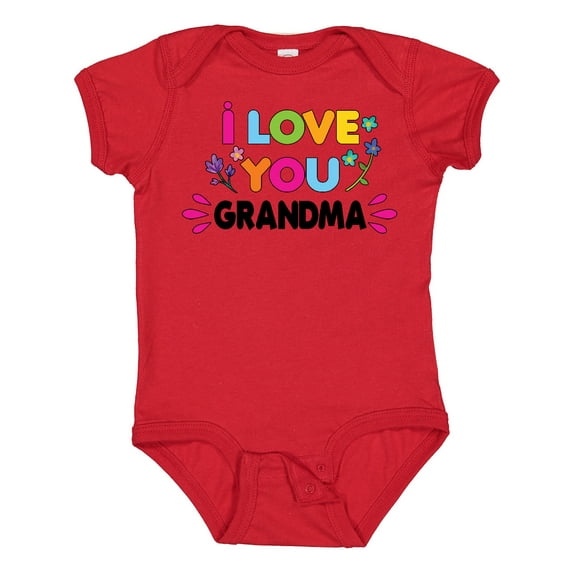 Inktastic I Love You Grandma with Flowers Girls Baby Bodysuit