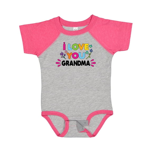 Inktastic I Love You Grandma with Flowers Girls Baby Bodysuit