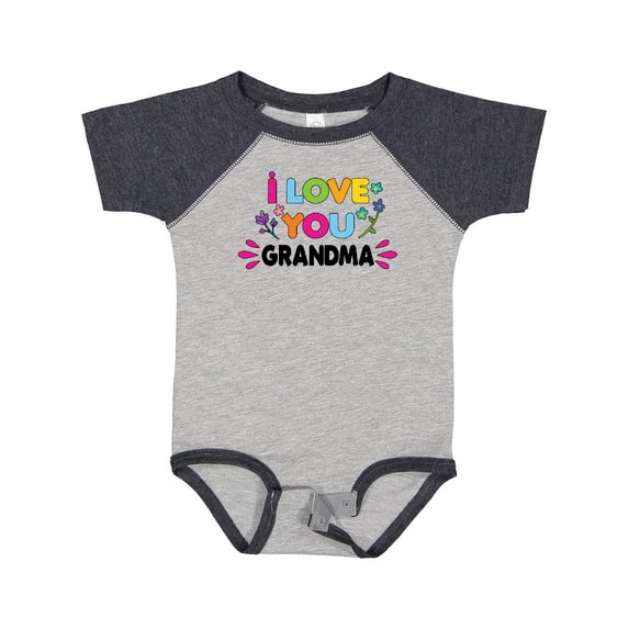 Inktastic I Love You Grandma with Flowers Girls Baby Bodysuit
