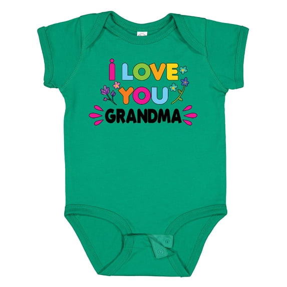Inktastic I Love You Grandma with Flowers Girls Baby Bodysuit