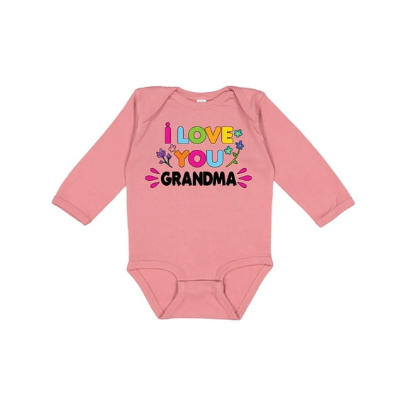 Inktastic I Love You Grandma with Flowers Girls Long Sleeve Baby Bodysuit
