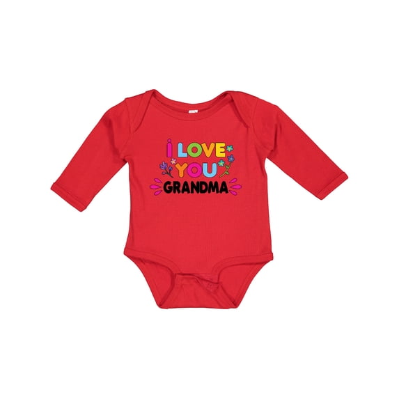 Inktastic I Love You Grandma with Flowers Girls Long Sleeve Baby Bodysuit