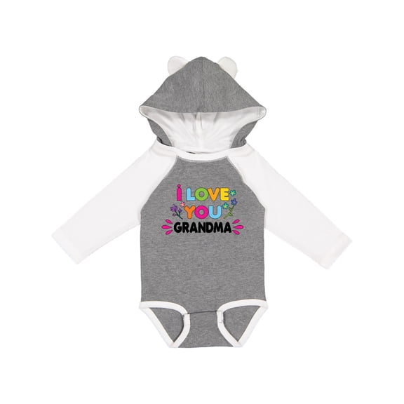 Inktastic I Love You Grandma with Flowers Girls Long Sleeve Baby Bodysuit