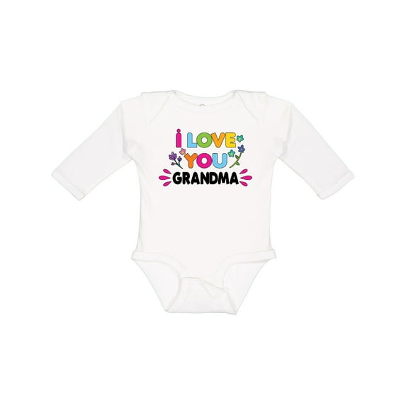 Inktastic I Love You Grandma with Flowers Girls Long Sleeve Baby Bodysuit