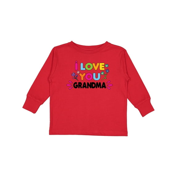 Inktastic I Love You Grandma with Flowers Girls Long Sleeve Toddler T-Shirt