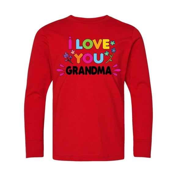 Inktastic I Love You Grandma with Flowers Long Sleeve Youth T-Shirt