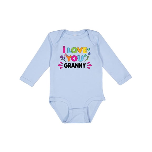 Inktastic I Love You Granny with Flowers Girls Long Sleeve Baby Bodysuit