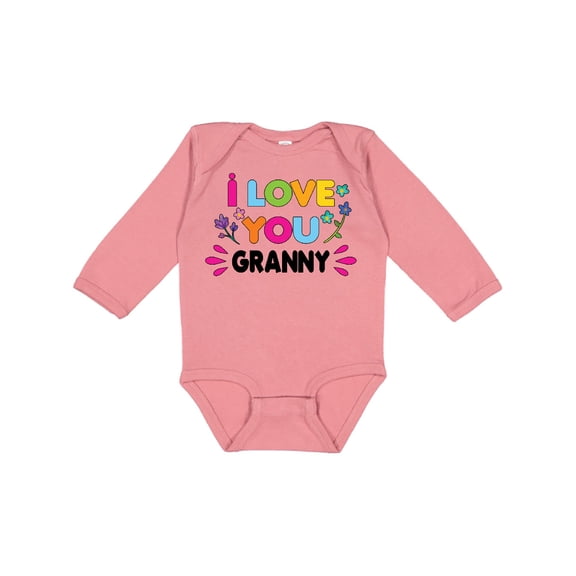 Inktastic I Love You Granny with Flowers Girls Long Sleeve Baby Bodysuit