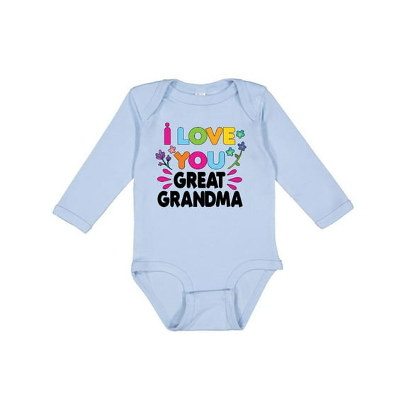 Inktastic I Love You Great Grandma with Flowers Girls Long Sleeve Baby Bodysuit