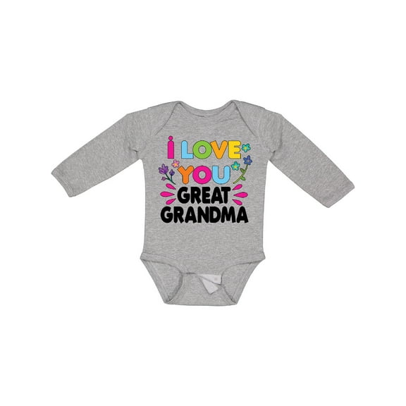 Inktastic I Love You Great Grandma with Flowers Girls Long Sleeve Baby Bodysuit