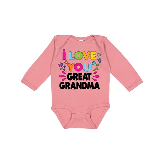 Inktastic I Love You Great Grandma with Flowers Girls Long Sleeve Baby Bodysuit