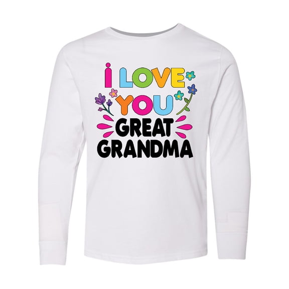 Inktastic I Love You Great Grandma with Flowers Long Sleeve Youth T-Shirt