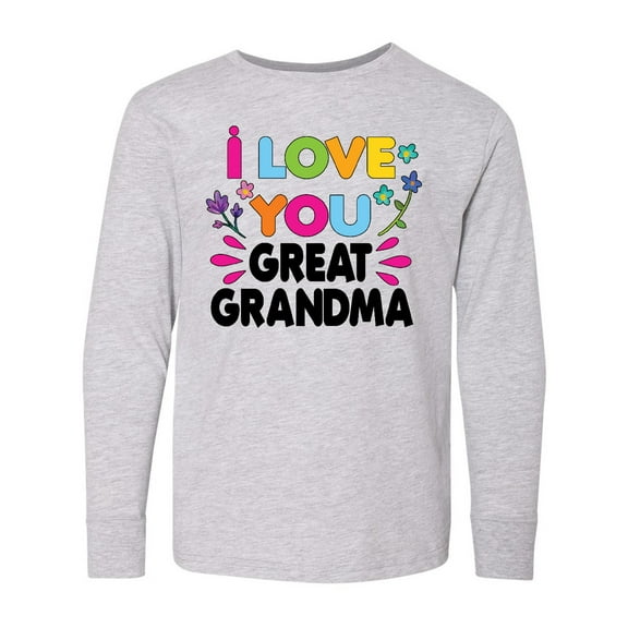 Inktastic I Love You Great Grandma with Flowers Long Sleeve Youth T-Shirt