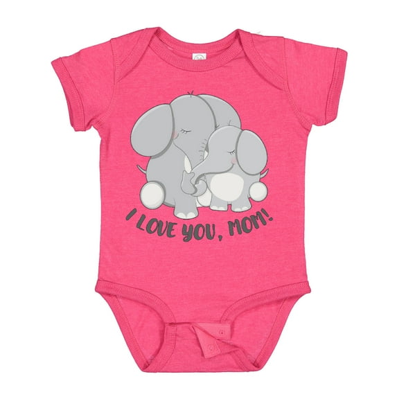 Inktastic I Love You, Mom- Cute Elephants Boys or Girls Baby Bodysuit