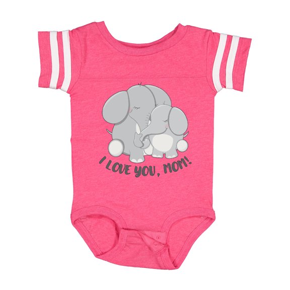 Inktastic I Love You, Mom- Cute Elephants Boys or Girls Baby Bodysuit