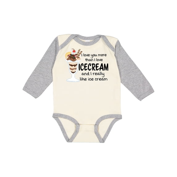 Inktastic I Love You More Than Ice Cream and I Really Like Ice Cream Boys or Girls Long Sleeve Baby Bodysuit