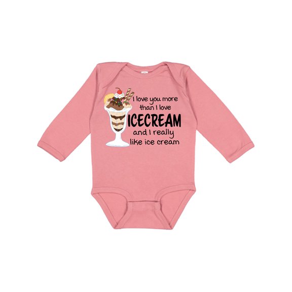 Inktastic I Love You More Than Ice Cream and I Really Like Ice Cream Boys or Girls Long Sleeve Baby Bodysuit