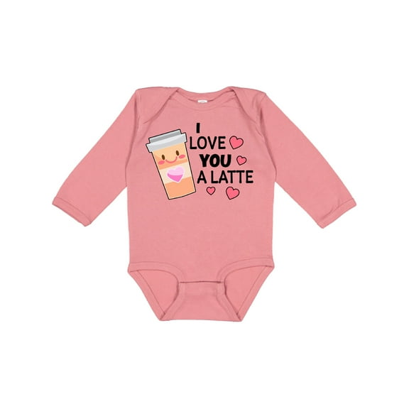 Inktastic I Love You a Latte with Coffee Cup Boys or Girls Long Sleeve Baby Bodysuit