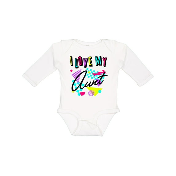 Inktastic I Love my Aunt- 80s retro style Boys or Girls Long Sleeve Baby Bodysuit