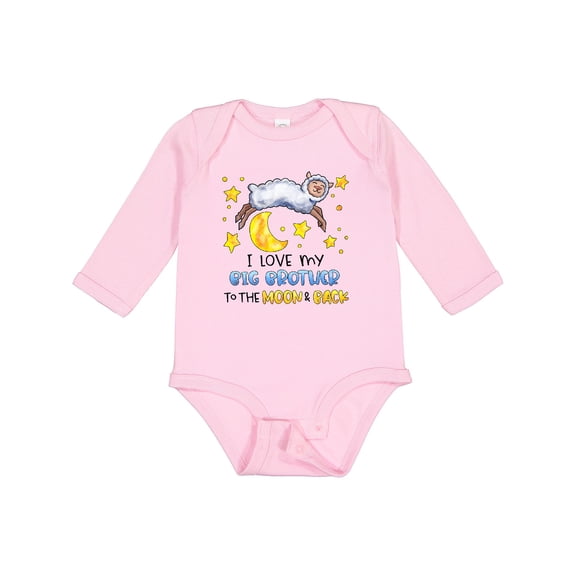 Inktastic I Love my Big Brother to the Moon and Back Cute Sheep Boys or Girls Long Sleeve Baby Bodysuit