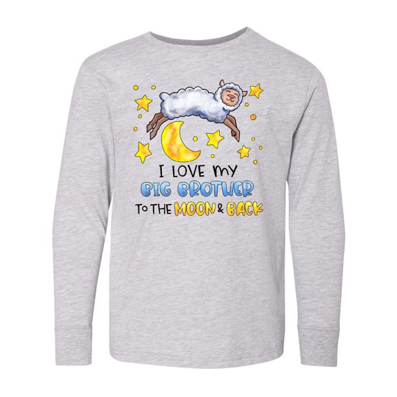 Inktastic I Love my Big Brother to the Moon and Back Cute Sheep Long Sleeve Youth T-Shirt