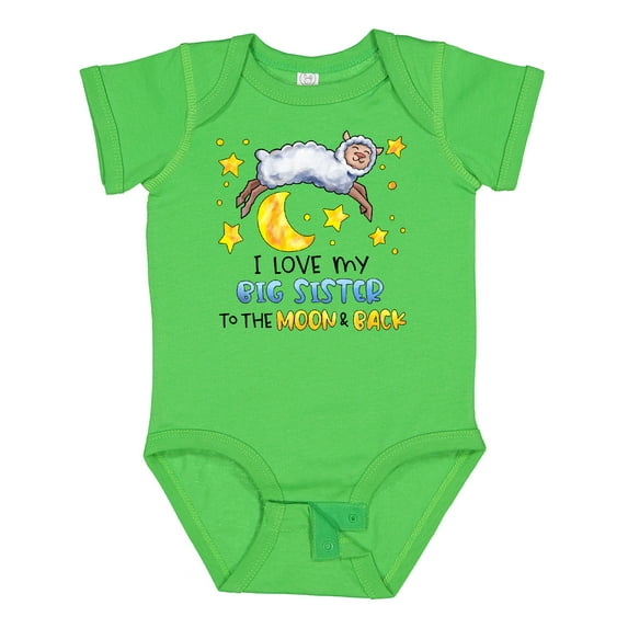 Inktastic I Love my Big Sister to the Moon and Back Cute Sheep Boys or Girls Baby Bodysuit