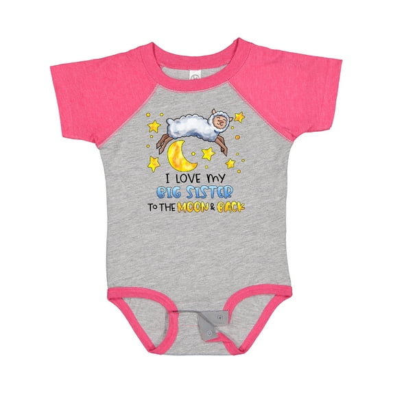 Inktastic I Love my Big Sister to the Moon and Back Cute Sheep Boys or Girls Baby Bodysuit