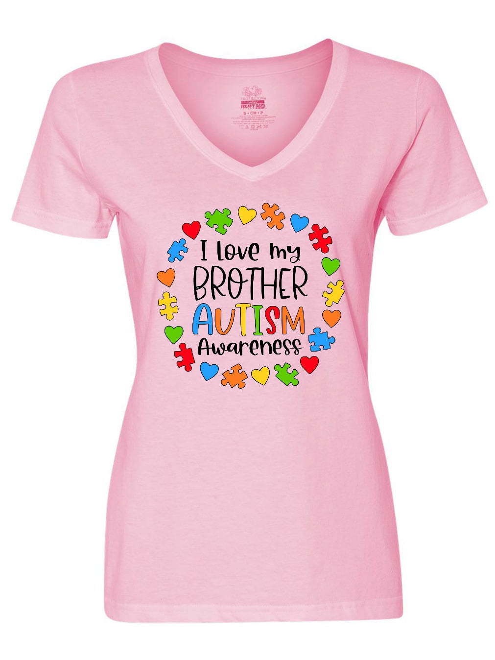 Inktastic I Love my Brother Autism Awareness Women's V-Neck T-Shirt
