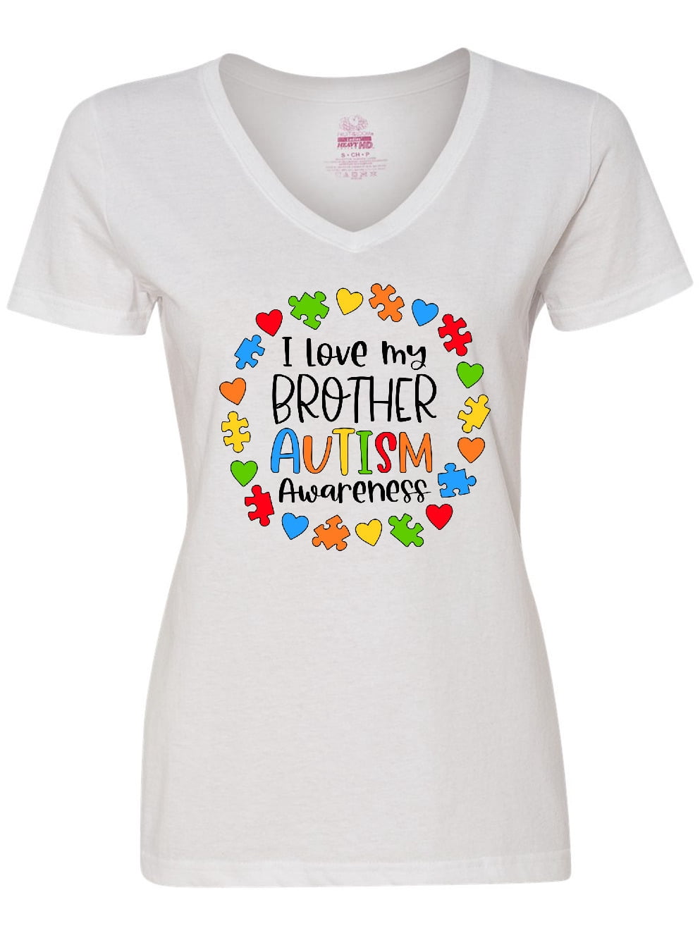 Inktastic I Love my Brother Autism Awareness Women's V-Neck T-Shirt