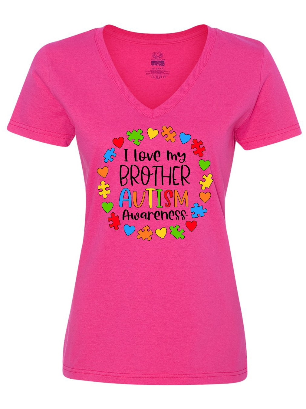 Inktastic I Love my Brother Autism Awareness Women's V-Neck T-Shirt