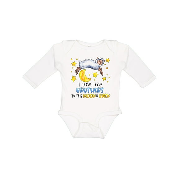 Inktastic I Love my Brothers to the Moon and Back Cute Sheep Boys or Girls Long Sleeve Baby Bodysuit