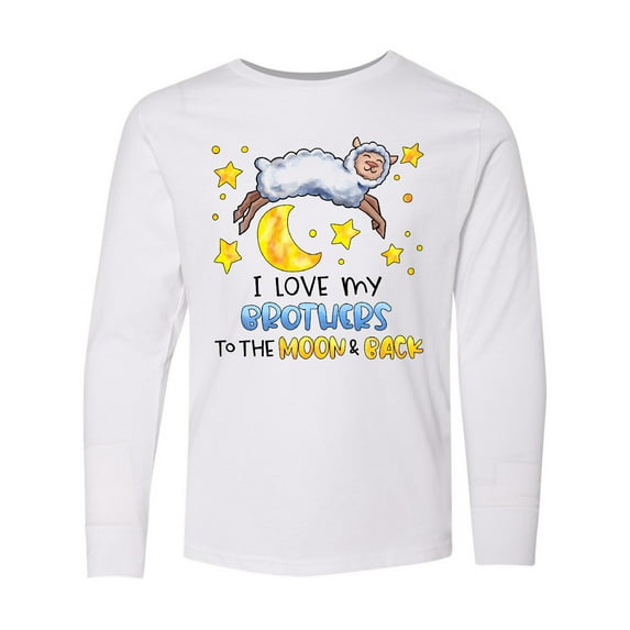 Inktastic I Love my Brothers to the Moon and Back Cute Sheep Long Sleeve Youth T-Shirt