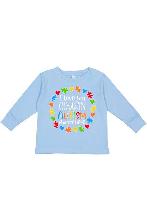 I Love my Cousin Autism Awareness Boys or Girls Long Sleeve Toddler T-Shirt