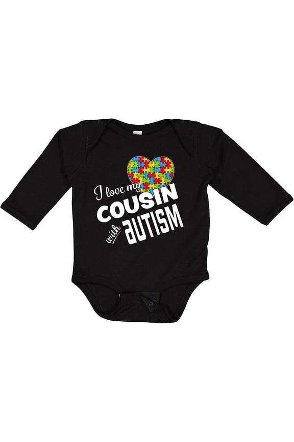I Love my Cousin with Autism Boys or Girls Long Sleeve Baby Bodysuit