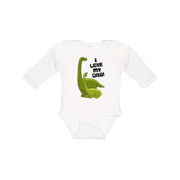 Inktastic I Love my Dad with Baby and Daddy Brontosauruses Boys or Girls Long Sleeve Baby Bodysuit