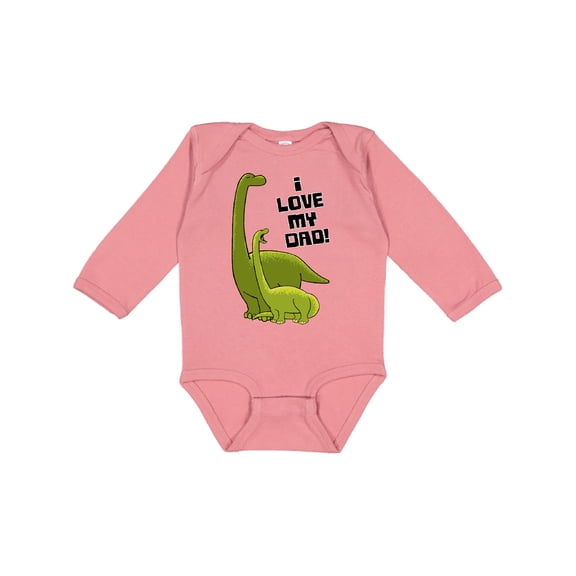 Inktastic I Love my Dad with Baby and Daddy Brontosauruses Boys or Girls Long Sleeve Baby Bodysuit