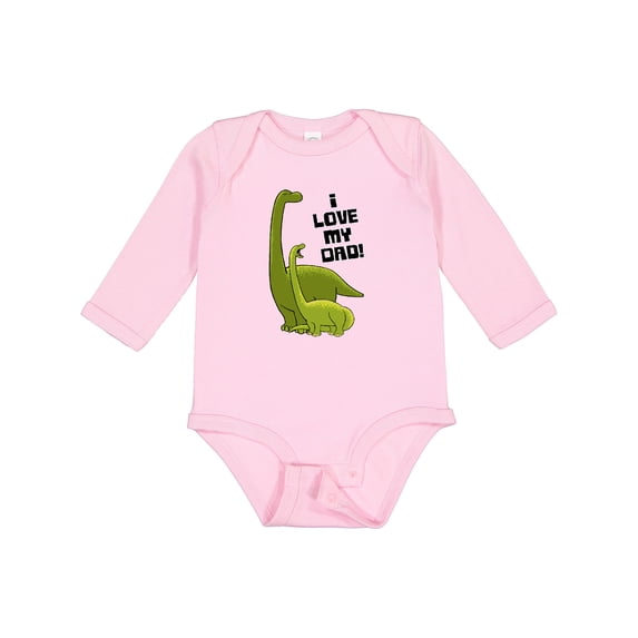 Inktastic I Love my Dad with Baby and Daddy Brontosauruses Boys or Girls Long Sleeve Baby Bodysuit